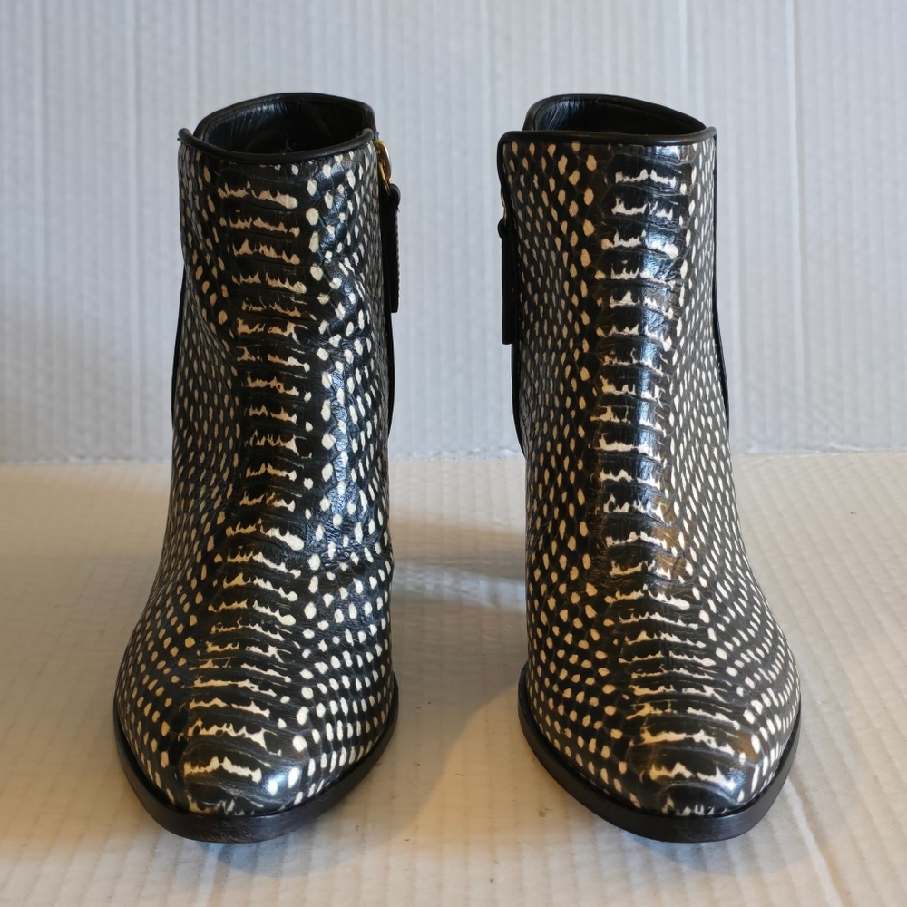 Giuseppe Zanotti Snake Embossed Ankle Boots Women's EU 35.5 US 5 Black Leather - Picture 2 of 14